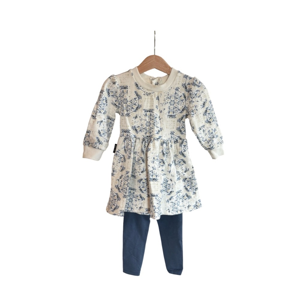 Tiny Tribe dress (Blue and White Floral) with Tea Collection Leggings